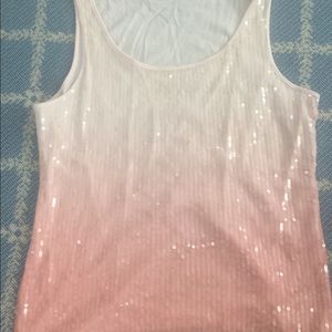 Chico's sequined top ombré pink